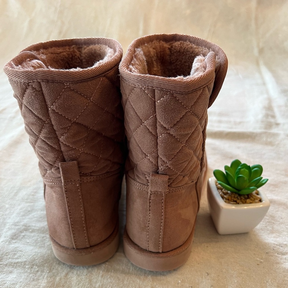 Faux Fur Lined Boots, Blush Pink- Women's Size 8